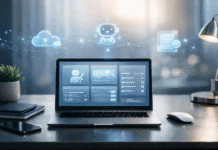 Best AI Tools for Beginners in 2026: A Simple and Practical Guide Beginner-friendly AI workspace with a laptop displaying simple AI tools like writing assistants, task managers, and automation dashboards in a clean modern desk setup.